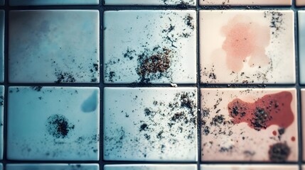 Germs on bathroom tiles with visible dirt,germs, bathroom,illustrating neglected cleaning areas