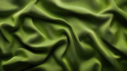 Obraz premium Green fabric with flowing folds and smooth texture