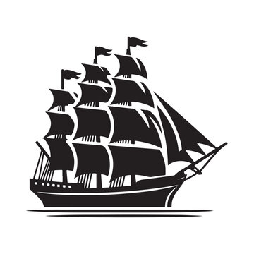 recommend clip art: Whaling Ship Silhouette Vector Illustration – High-Quality Graphics for Commercial Use