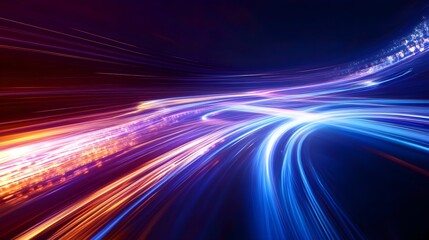 Streams of light trails forming abstract patterns, organic shapes, dynamic and vibrant.