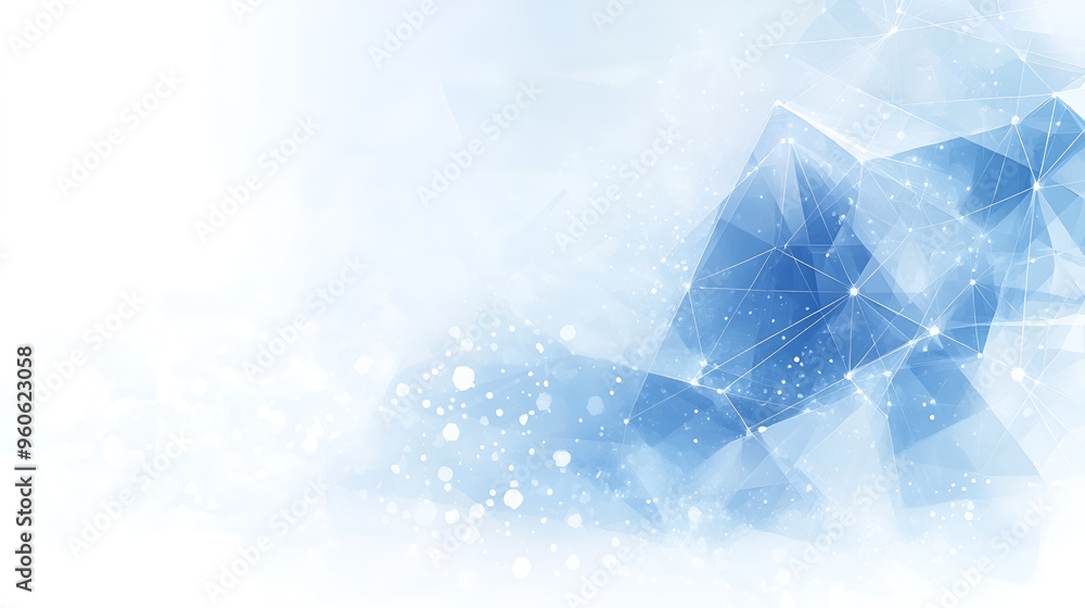Poster abstract blue crystal formation shimmering in soft light with subtle sparkles conveying a sense of t