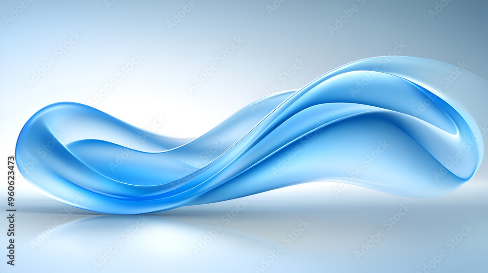 Poster flowing blue waves create a serene and calming visual, reflecting soft light in a tranquil atmospher