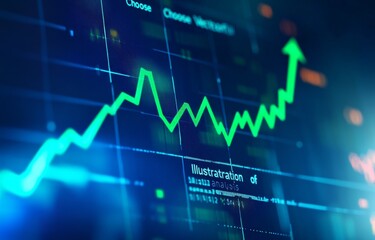 Stock market graph with rising green arrow showing business growth and financial success