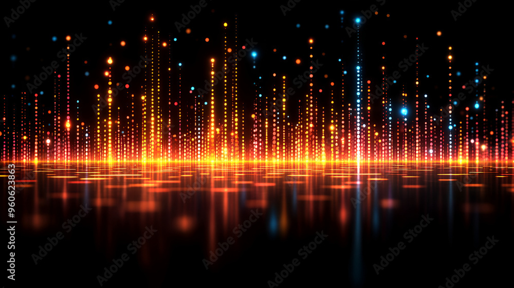 Aufkleber colorful audio wave representation with light effects created in a dark setting showcasing vibrant s