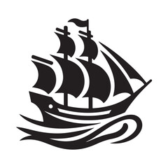 Whaling Ship Silhouette Vector Illustration – High-Quality Graphics for Commercial Use