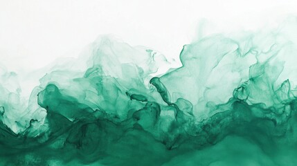 Fototapeta premium Abstract green ink clouds in water on a white background