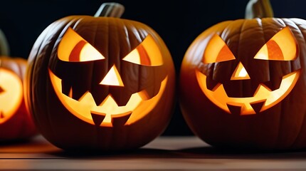 Fototapeta premium row carved halloween