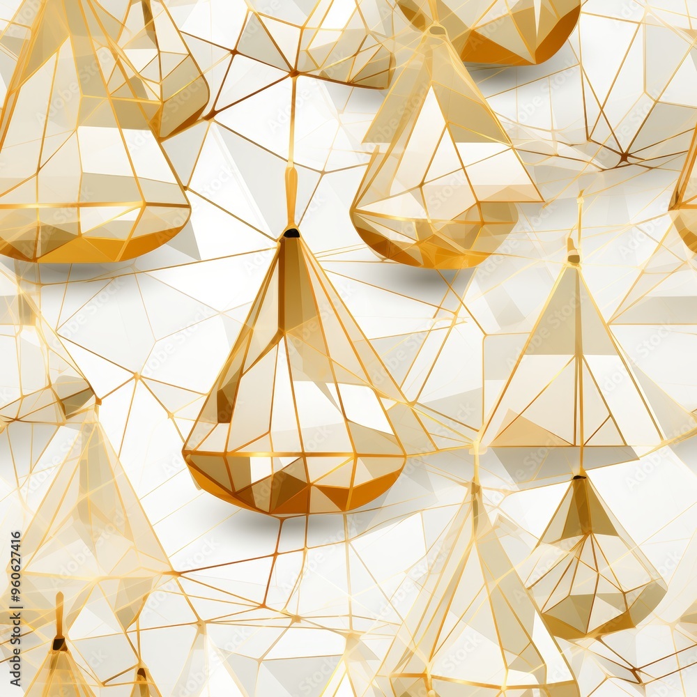 Poster seamless pattern of elegant golden lines on a crisp white background for sophisticated design
