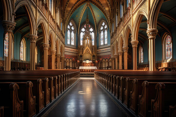 Obraz premium generated illustration of interior of church