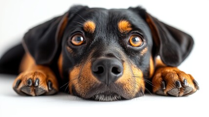 Obraz premium Close-up of service dog on white background