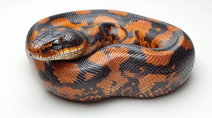 Obraz premium Coiled snake on a white background