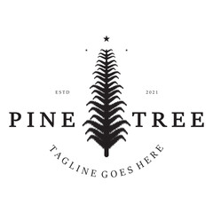 simple pine or fir tree logo,evergreen.for pine forest,adventurers,camping,nature,badges and business.vector