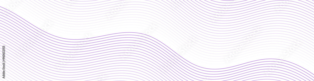 Wall mural Abstract background with lines and waves. Web banner size. Element for design isolated on white. Vector background for brochure, booklet, flyer, poster. Purple and white gradient