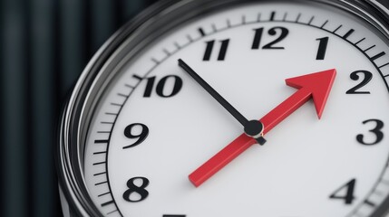 A clock with a red arrow pointing to the number 2