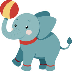 Fototapeta premium Funny elephant with ball vector illustration