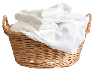 PNG  Clean white towels in basket