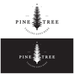 simple pine or fir tree logo,evergreen.for pine forest,adventurers,camping,nature,badges and business.vector