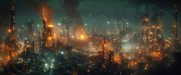 Industrial Cityscape at Night