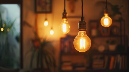 Vintage-style interior decor with cozy incandescent lighting