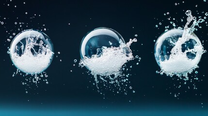 Naklejka premium Bubble Dynamics, a captivating exploration of a bubble's life cycle, showcasing its expansion and burst against a minimalist backdrop, emphasizing simplicity and movement.