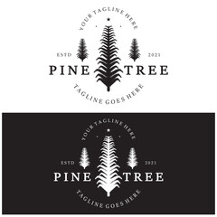 simple pine or fir tree logo,evergreen.for pine forest,adventurers,camping,nature,badges and business.vector