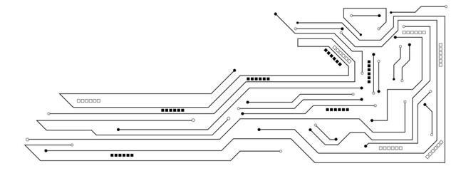 Vector Technology black circuit diagram concept. Abstract technology on white background. High-tech circuit board.