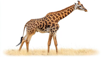 Naklejka premium Giraffe isolated in a simple, clean design on a white background