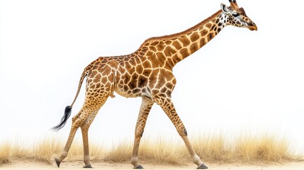 Obraz premium Giraffe isolated in a simple, clean design on a white background