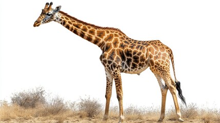 Naklejka premium Giraffe isolated in a simple, clean design on a white background