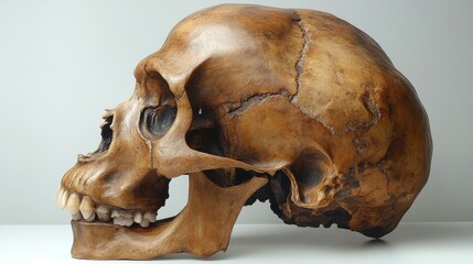 Gorilla skull profile on white background