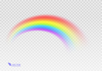 Graphic rainbow with transparent background  Shape arch realistic isolated on white transparent background. Colorful light and bright design element