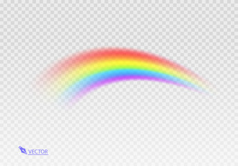 Graphic rainbow with transparent background  Shape arch realistic isolated on white transparent background. Colorful light and bright design element