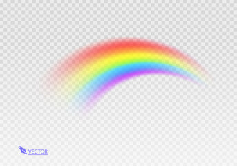 Graphic rainbow with transparent background  Shape arch realistic isolated on white transparent background. Colorful light and bright design element