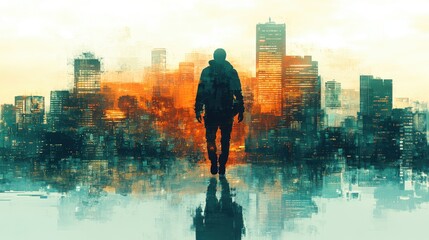 Human extinction clipart showing futuristic predictions on a white background