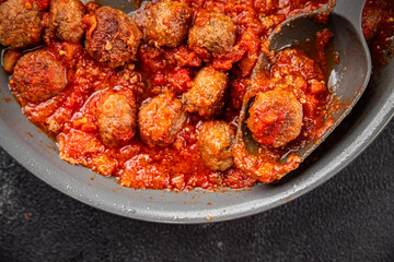 meatballs tomato sauce meat fresh meal food snack on the table copy space foodbackground rustic top view