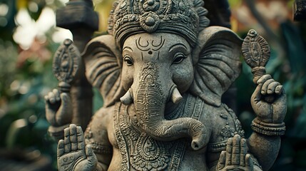 Fototapeta premium Ganesha Statue with Bokeh Background