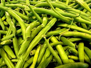green bean strings close-up view of green beans