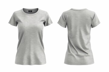 White background light grey woman s T shirt short sleeves rear and side view
