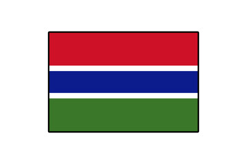 The Gambian flag features horizontal stripes of red, blue, and green, symbolizing national unity and pride. It reflects the cultural heritage and identity of The Gambia.