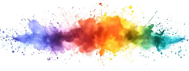 Watercolor splash color background vector illustration, white background, colorful splash, rainbow colors,