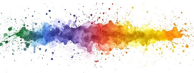 Watercolor splash color background vector illustration, white background, colorful splash, rainbow colors,