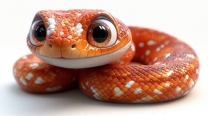 Fototapeta premium Playful cartoon snake on white background