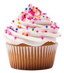 PNG Pink dripping frosting icing with colorful sprinkles cupcake dessert cream.