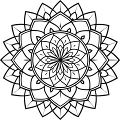 Floral Mandala black and white design