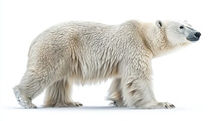 Fototapeta premium Polar bear clipart showing the effects of climate change on their environment on a white background