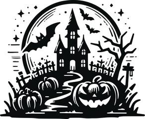 Monochrome Cosmonaut Halloween Logo Icon For Emblems, Badges And Levels Vector Illustration