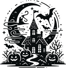 Monochrome Cosmonaut Halloween Logo Icon For Emblems, Badges And Levels Vector Illustration