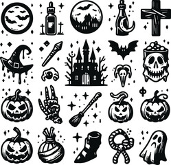 Monochrome Cosmonaut Halloween Logo Icon For Emblems, Badges And Levels Vector Illustration