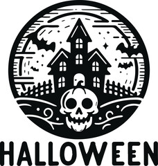 Monochrome Cosmonaut Halloween Logo Icon For Emblems, Badges And Levels Vector Illustration