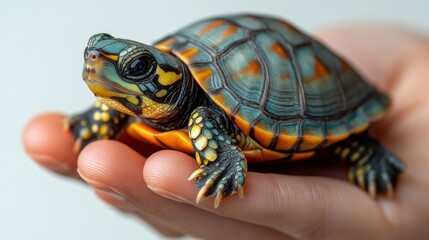 Obraz premium Rescued turtle receiving care on white background